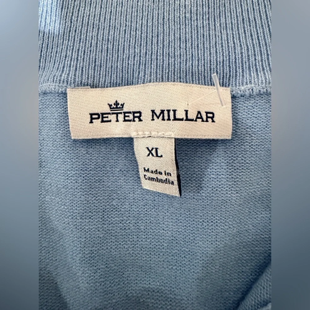 Peter Millar Blue Quarter Zip Cotton Blend Pullover Long Sleeve Shirt Size XL